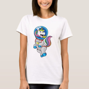 Camiseta Unicórnio como astronauta no espaço