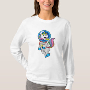 Camiseta Unicórnio como astronauta no espaço