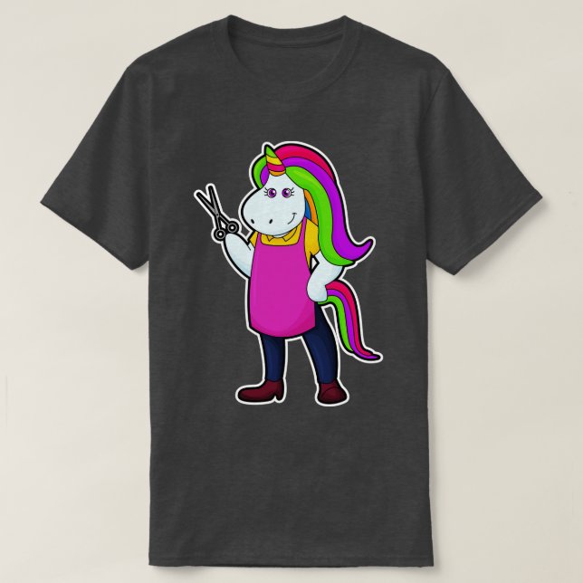 Camiseta Unicórnio como cabeceira com tesoura (Frente do Design)