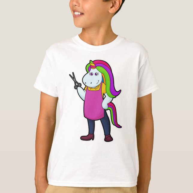 Camiseta Unicórnio como cabeceira com tesoura (Frente)