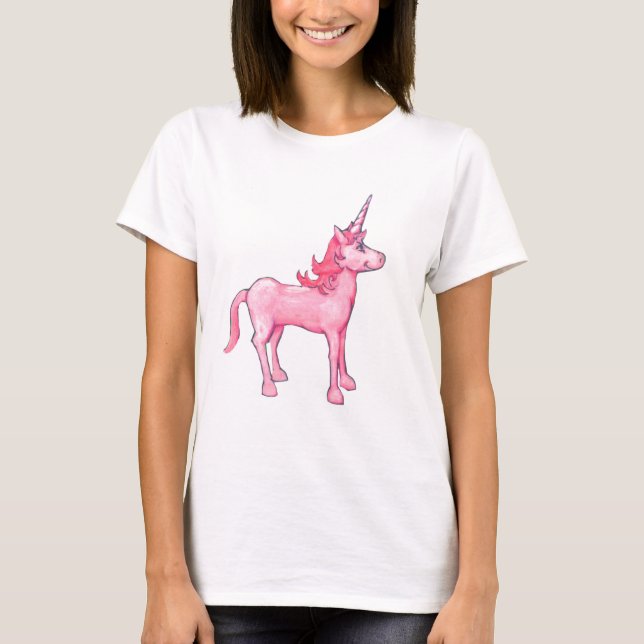 Camiseta Unicórnio cor-de-rosa (Frente)