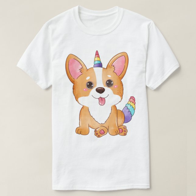 Camiseta Unicórnio Corgi (Frente do Design)