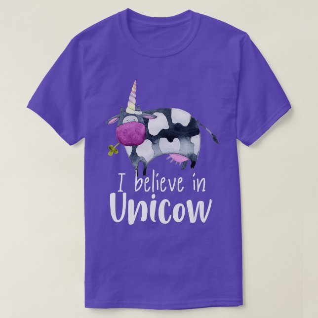 Camiseta Unicórnio Cow Engraçado Acredito na Unicamp (Frente do Design)