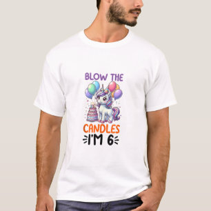 Camiseta Unicórnio Crianças 6º Aniversário Menino