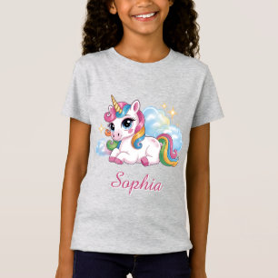 Camiseta Unicórnio Cute do Arco-íris