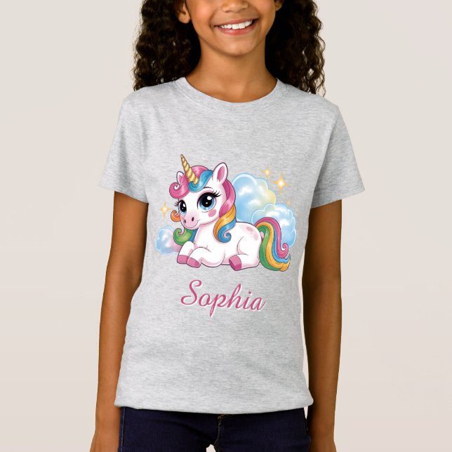 Camiseta Unicórnio Cute do Arco-íris (Frente)