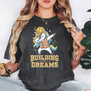 Camiseta Unicórnio da Construção Fazendo Dab Building Sonho