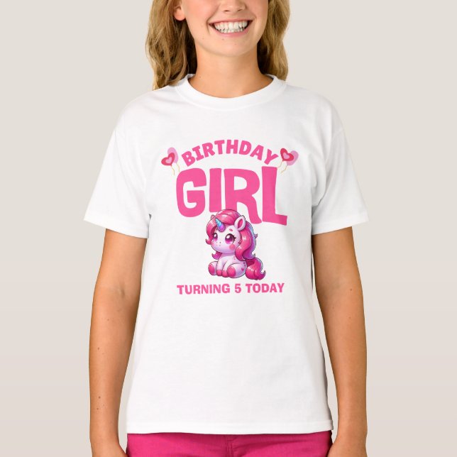 Camiseta Unicórnio da Menina de Aniversário – Comp (Frente)