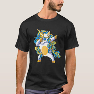 Camiseta Unicórnio Dabbing Girls Boys Down Síndrome Sensi