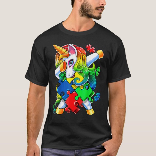 Camiseta Unicórnio Dabdando Peça de Puzzle de Consciência d (Frente)
