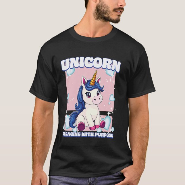Camiseta Unicórnio Dançando Com Propósito Unicórnio (Frente)