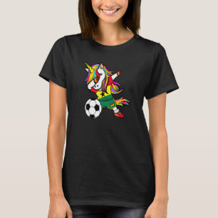 Camiseta Unicórnio Dançando Gana Futebol Bandeira Ganesa S