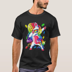 Camiseta Unicórnio Dançando Peça de Puzzle Fofa Conscientiz