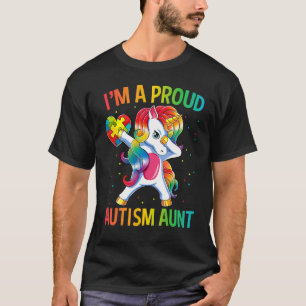 Camiseta Unicórnio Dançando Tia Orgulhosa Autismo Consciênc