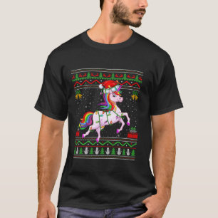 Camiseta Unicórnio das Luzes de Natal Papais noeis Suados d