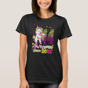 Camiseta Unicórnio de 14 Anos Flossing Aniversário de 14 An