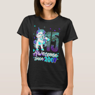Camiseta Unicórnio de 15 Anos Flossing Aniversário de 15 An