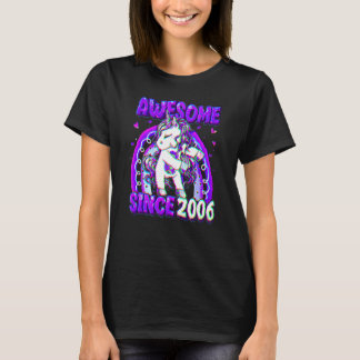 Camiseta Unicórnio de 16 Anos Fazendo Flossing Menina de An