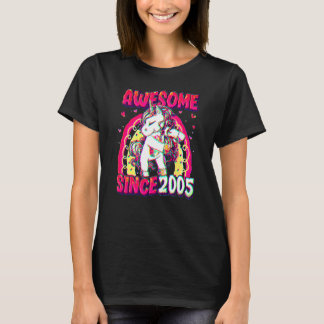 Camiseta Unicórnio de 17 Anos Fazendo Flossing Menina de An