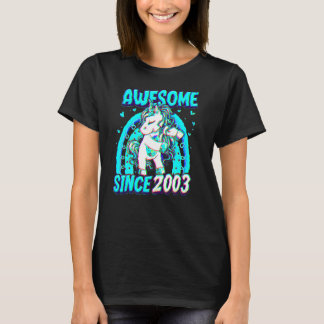 Camiseta Unicórnio de 19 Anos Fazendo Flossing Menina de An