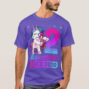 Camiseta Unicórnio de 2 Anos Fazendo Flossing Aniversário d