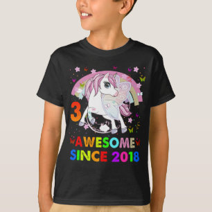Camiseta Unicórnio de 3 anos Cutie 3ª Rapariga de Aniversár
