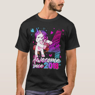 Camiseta Unicórnio De 4 Anos Que Foga A 4ª Rapariga De An