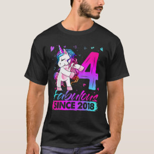 Camiseta Unicórnio De 4 Anos Que Foga A 4ª Rapariga De Aniv