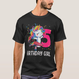 Camiseta Unicórnio De 5 Anos Dabbing 5 Birthday Girl Unic
