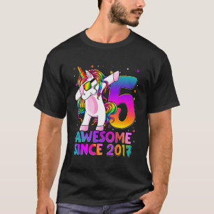 Camiseta Unicórnio De 5 Anos Dabbing 5 Birthday Girl Unic