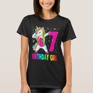 Camiseta Unicórnio De 7 Anos Dabbing 7 Birthday Girl Unic