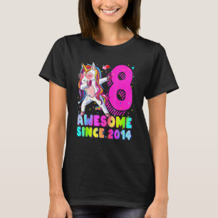 Camiseta Unicórnio De 8 Anos Dabbing 8th Birthday Girl Unic