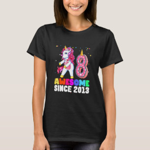 Camiseta Unicórnio De 8 Anos, Flosing 8th Birthday Girl Uni