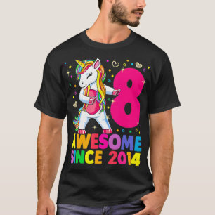 Camiseta Unicórnio De 8 Anos, Flosing 8th Birthday Girl Uni