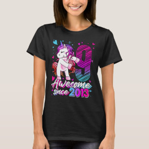 Camiseta Unicórnio De 9 Anos Flexibindo 9ª Rapariga De Aniv