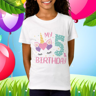 Camiseta unicórnio de aniversário de cinco anos