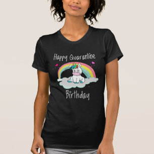 Camiseta Unicórnio de aniversário em quarentena arco-íris