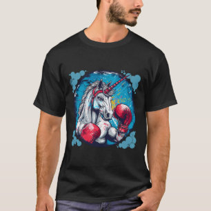 Camiseta Unicórnio de Boxe Com Luvas de Boxe Kickboxing Fof