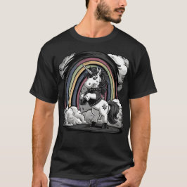 Camiseta Unicórnio de Cartoon de Metal Pesado com Rocker Vi