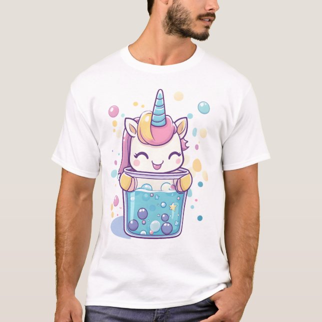 Camiseta Unicórnio de Chá com Bolhas (1) (Frente)