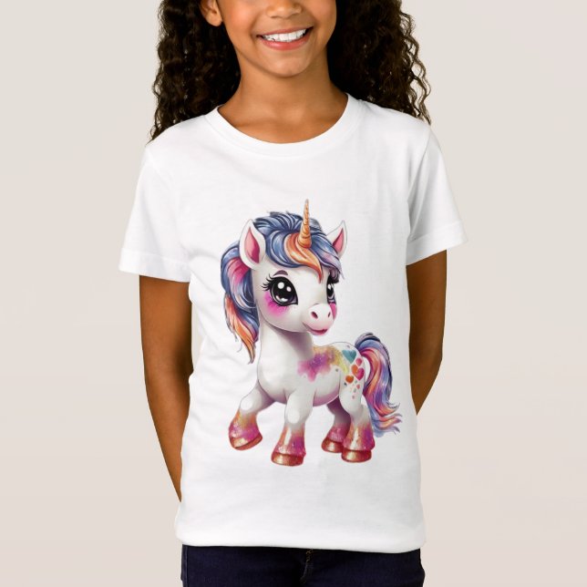 Camiseta unicórnio de desenho animado (Frente)