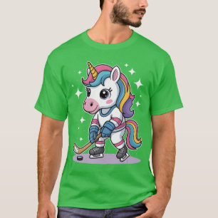 Camiseta Unicórnio de Hóquei Hóquei no Gelo Fofo Engraçado