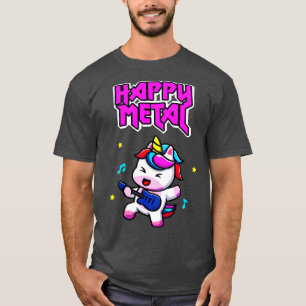 Camiseta Unicórnio de Metal Feliz Fofinho Divertido Músico
