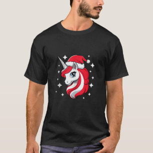 Camiseta Unicórnio de Natal para Meninas Gorro Vermelho de