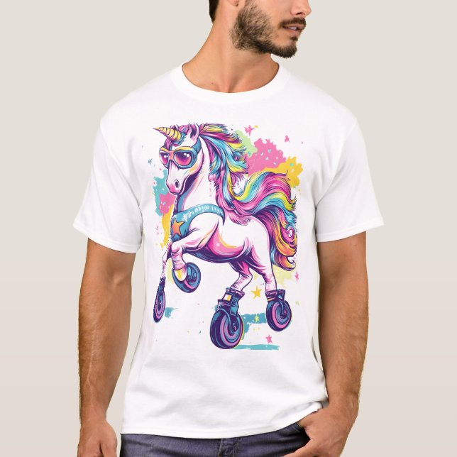 Camiseta Unicórnio de Patins Retro (1) (Frente)
