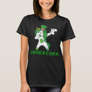 Camiseta Unicórnio de Vídeo Jogo de Dabbing do Dia do Paddy