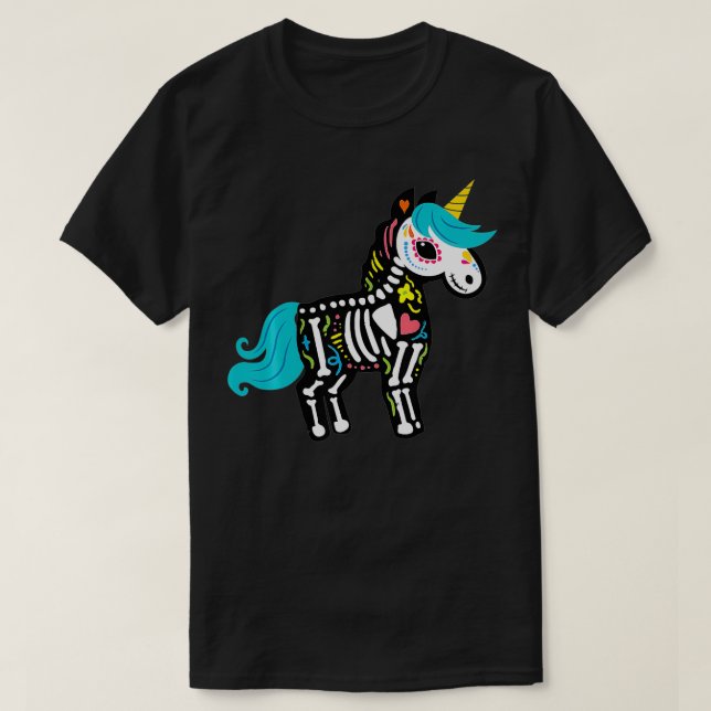 Camiseta Unicórnio Dia Do Morto Unicorn Açúcar Skull Cinco  (Frente do Design)