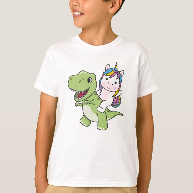 Camiseta Unicórnio Difunde Trex Cute Dinossaur Com Unicórni (Frente)
