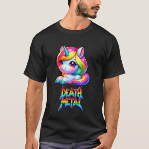 Camiseta Unicórnio Divertido Fofo Arco-íris Rocha Paródia S