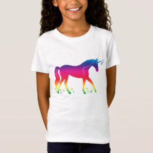 Camiseta Unicórnio do arco-íris com estrelas